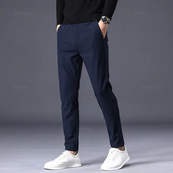 Autumn%20Winter%20Men's%20Casual%20Pants%20Business%20Stretch%20Slim%20Fit%20Elastic%20Waist%20Jogger%20Korean%20Classic%20Thick%20Black%20Gray%20Trousers%20Male%20-%20Image%203