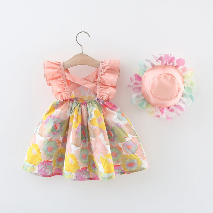 %E3%80%90DIV%20MALL%E3%80%91%EF%BC%88NEW%EF%BC%89(0-3%20Years%20Old)%20Baby%20Girl%20Dress%20Summer%20Cotton%20Flower%20Print%20Small%20Flying%20Sleeve%20Dress%20For%20Baby%20Kids%20Korean%20Version%20Beach%20Dress%20Princess%20Dress%20For%20Kids%20Girls%20Gift%20Hat%20-%20Image%202