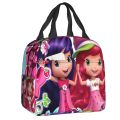 Strawberry Shortcake And Cat Thermal Insulated Lunch Bags Women Resuable Lunch Tote for Outdoor Camping Travel Storage Food Box.