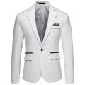 Autumn Men Blazer Coats Vintage Button Black White Casual Men Blazer Business Wedding Party Coat Suit Tops Outwear. 