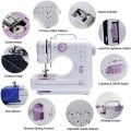CGSM-505 Mini Sewing Machine 12 Stitch Multifunctional Portable Sewing Machine with Foot Pedal LED Light Dual Power Adapter & Battery for Home Tailoring DIY Craft.