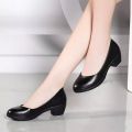 Pofulove Shoes for Women PU Black Shoes Square Heels Pumps Office Ladies Shoes Zapatos De Mujer Design.
