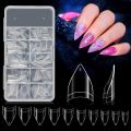 200pcs Nail Tips Short Stiletto Acrylic Pre-Shaped Extra Clear Short Nails 10 Sizes Half Cover Nail Tips for Acrylic Nails.