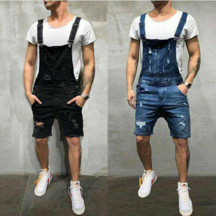 Mens%20Casual%20Denim%20Jeans%20Overalls%20Jumpsuit%20Dungarees%20Cargo%20Work%20Shorts%20Playsuit%20-%20Image%204
