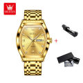 Olevs 5528 Stainless Steel Waterproof Casual Fashionable Classic Wrist Watch For Men- Golden. 