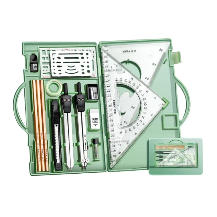 18Pcs%20Geometry%20Set%20Drawing%20Template%20Protractor%20Set%20with%20Shatterproof%20Storage%20Box%20Drawing%20Tools,%20Drafting%20Set%20Amour%20zii%20-%20Image%207