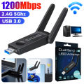 1200Mbps USB 3.0 Wireless Network Card Dual Band 2.4G 5Ghz Ethernet Adapter WiFi Adapter WiFi Dongle Dual Antenna for PC Laptop.