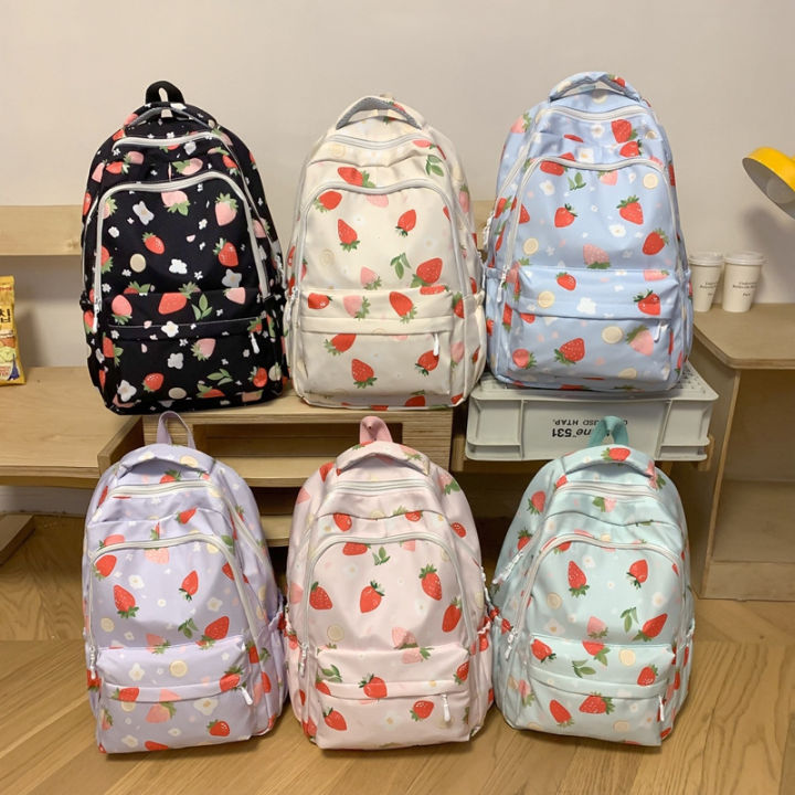 2024%20New%20Double%20Backpack%20Casual%20Backpack%20College%20Student%20Girl%20Middle%20School%20High%20School%20School%20Bag%20Strawberry%20Print%20Simple%20and%20Fashionable%20-%20Image%203