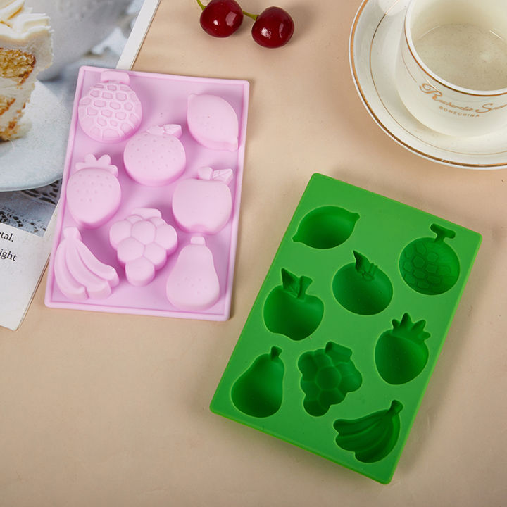 3D Cartoon Fruit Shaped Silicon Mold Strawberry Banana Watermelon Pear DIY Soap Chocolate Cake ice cream Mould Creek