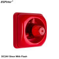 Security Alarm DC24V Alarm Siren With Flashlight 100dB Sounder Fire Siren With Strobe For Conventional Fire Alarm System. 