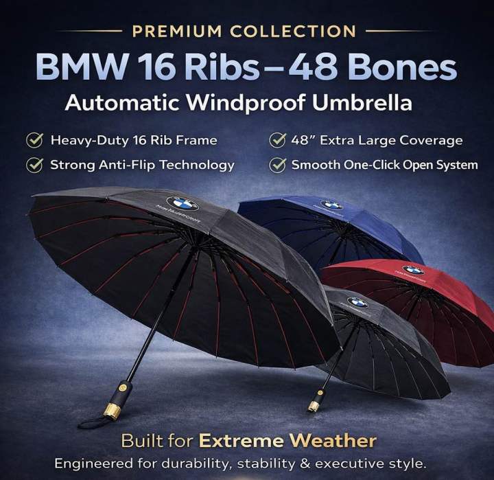 ☔💖BMW 16 Ribs Automatic Windproof Umbrella | Large Size Strong Frame ...