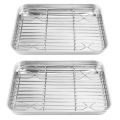 2X 9 Inch Toaster Oven Tray and Rack Set, Small Stainless Steel Baking Pan with Cooling Rack,Dishwasher Safe Sheet. 