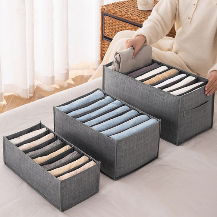 Pants clothes storage box compartmentalized jeans clothing bedroom storage box household separation Storage Finishing