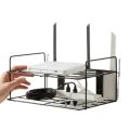 Premium Router Stand | Metal Wire Wall Mounted Router Shelf Black, Space Saving Floating Bracket Holder for Wireless WiFi Routers, Set-Top Boxes, Small Media Players, Cable Management Rack, Sturdy Construction for Home and Office.