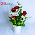 Artificial Small Sunflowers & plant in plastic vases --25 cm - Home Decoration Item. 