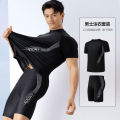 Jiyang swimsuit men's swim trunks 22 new short sleeve five-point pants full body suit hot spring men's swimsuit teen. 