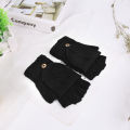 Half Finger Flip Gloves Winter with Finger Caps Knitted Fingerless Touchscreen Gloves for Men Women Finger Mittens Glove. 