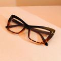Cat Eye T-shaped Glass Metal Hinged Bud Fashion Elegant Versatile Clear Lens Computer Spectacles. 