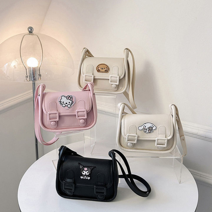 Kawaii Sanrio Kuromi Hello Kitty Cinnamorol Cambridge Bag Solid Color Versatile Underarm Bag Shoulder Bag Fashion Square Bags Mzea