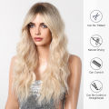 Long Curly Blonde Synthetic Wigs Light Golden Ombre Body Wave Natural Hair Wig for Women Heat Resistant Cosplay Party Hair. 