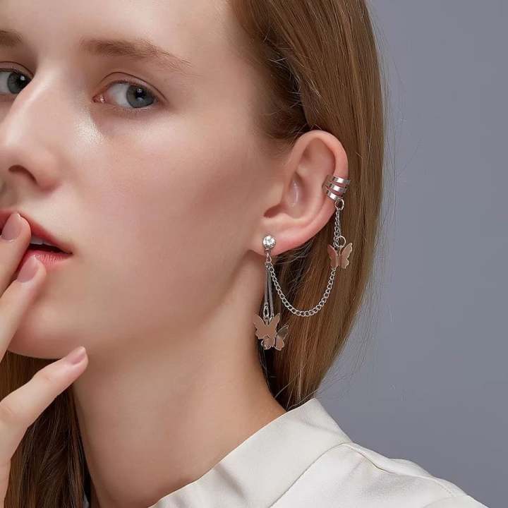 (1%20pic%20)%20Korean%20Style%20Handsome%20Super%20Fairy%20Butterfly%20Chain%20Earrings%20Ear%20Bone%20Clip%20Integrated%20Ear%20Jewelry%20For%20Girl%20and%20Women%20-%20Image%203
