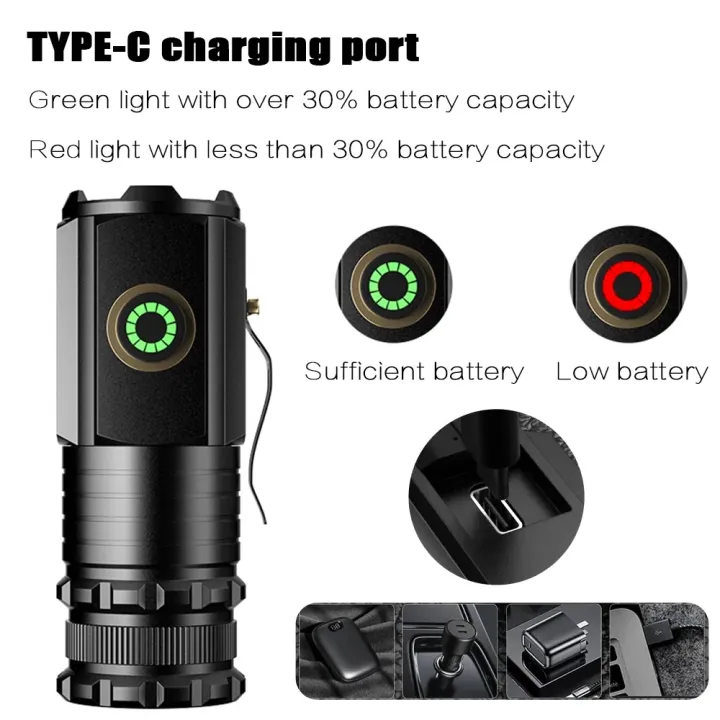 3%20LED%20SST20%20Mini%20LED%20Flashlight%20TYPE-C%20Rechargeable%20Portable%20EDC%20Torch%20Emergency%20Camping%20Lantern%20with%20Magnet%20Use%2018350%20Battery%20-%20Image%202