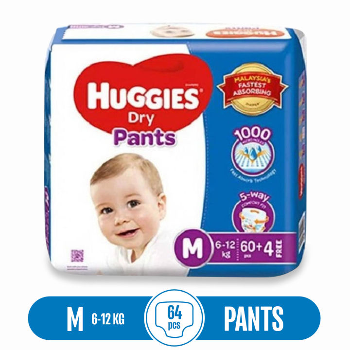 Huggies Dry Belt Baby Diaper M (6-12 KG)-64Pcs