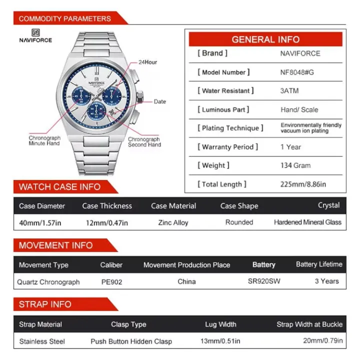 NAVIFORCE%20NF8048%20Classic%20Business%20Timeless%20Chronograph%20Stainless%20Steel%20Strap%20Men%20Watches%20-%20Image%203