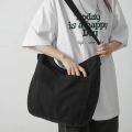 Women Casual Canvas School Crossbody Bags For Student Female Solid Color Large Capacity Tote Bag Trendy Cool Men Shoulder Bag.