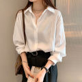 2024 White Shirt Women's Spring and Autumn New Design Sense Top Young Long Sleeve Bottoming Bandage Dress Shirt Coat. 