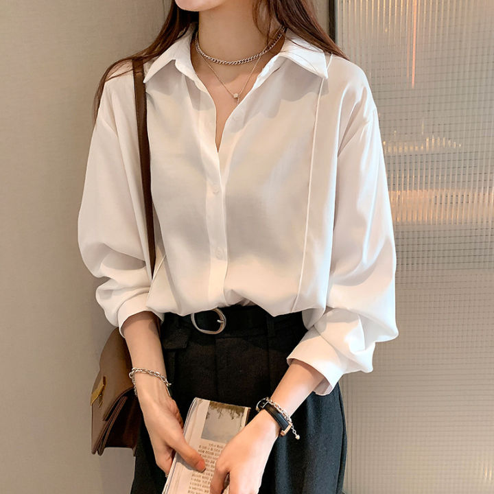 2024 White Shirt Women's Spring and Autumn New Design Sense Top Young Long Sleeve Bottoming Bandage Dress Shirt Coat