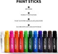 MEIDUGAGA Tempera Paint Sticks - 12 Classic Colors with Graphic Carton, 10g, Washable, Mess Free & Children Friendly, Non-Toxic. 