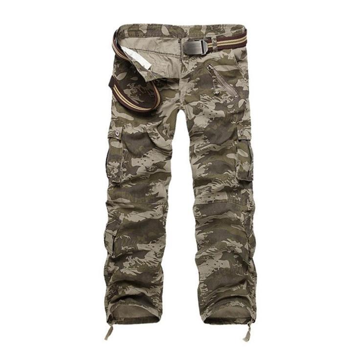 New Brand Cargo Pants Men  Straight Trousers Mens Casual Cotton Multi-Pocket Long Pants CWashed Trouers