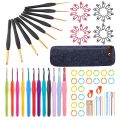 KRABALL Crochet Hooks Set Soft Handle Crochet Weave Knitting Needles Kit Needle Set Weave Craft Tools With Bag. 