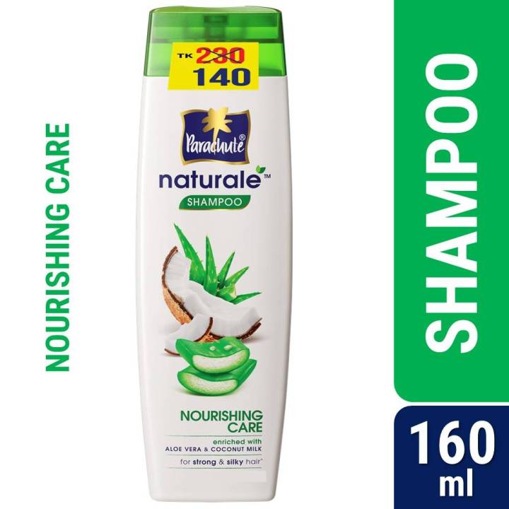 Parachute Naturale Nourishing Care Shampoo with Aloe Vera & Coconut Milk For Strong & Silky Hair Smoothens Hair Paraben Free, 100% Vegan All Hair Types 160 ml