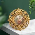 Resin Photo Frame Tabletop or Wall Display Decors, Hand Carved Floral Picture Frame with Easel Stand and Hook for Hallway, Bedroom, Wall Decor.