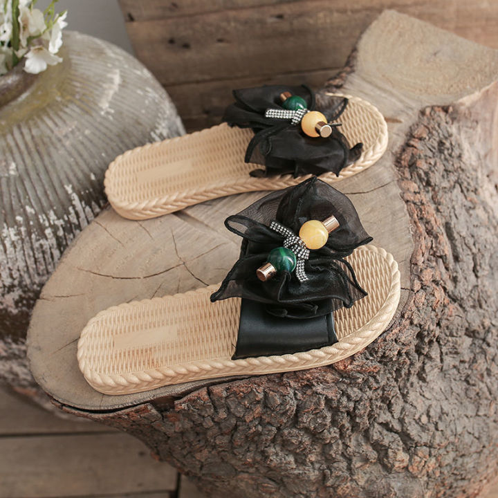 Soft%20sole%20non-slip%20wear%20sweet%20girl%20sandals%202024%20new%20summer%20bow%20flat%20fashion%20and%20versatile%20beach%20shoes%20-%20Image%204