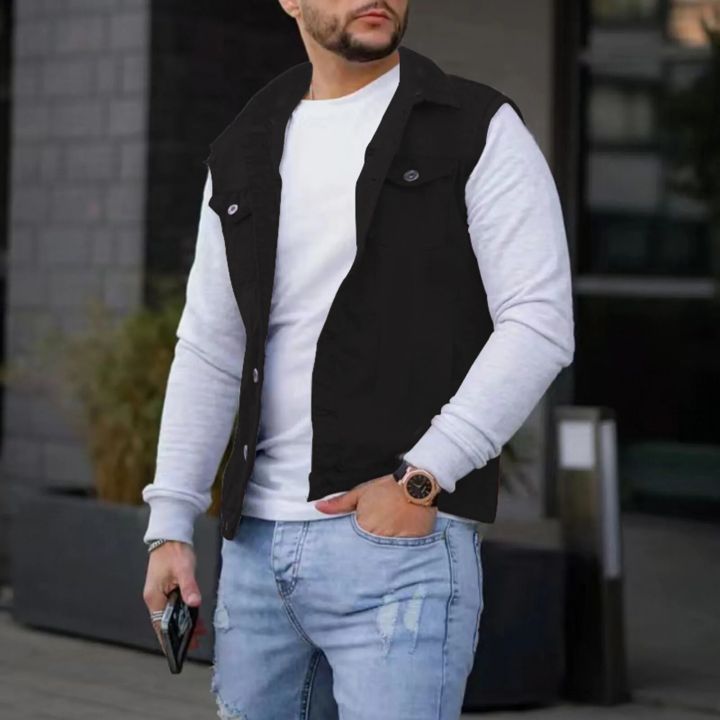 Mens%20Denim%20Jcket%20Vest%20Spring%20And%20Autumn%20Fashion%20Leisure%20High%20Street%20Edge%20Solid%20Color%20Buckle%20Turn%20Down%20Collar%20Slim%20Vest%20Coat%204%20-%20Image%203