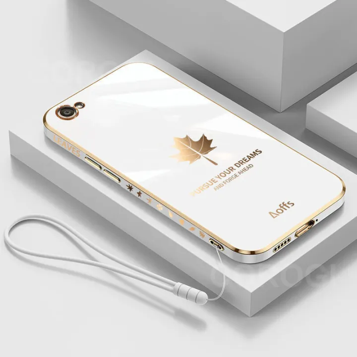 COROGI%20for%20OPPO%20A71%20Back%20Cover%20+%20Hand%20Strap%20Fashion%20Shiny%206D%20Plating%20Maple%20Leaves%20Protective%20Case%20Square%20Bumper%20Soft%20Silicone%20Mobile%20Phone%20Cases%20-%20Image%202