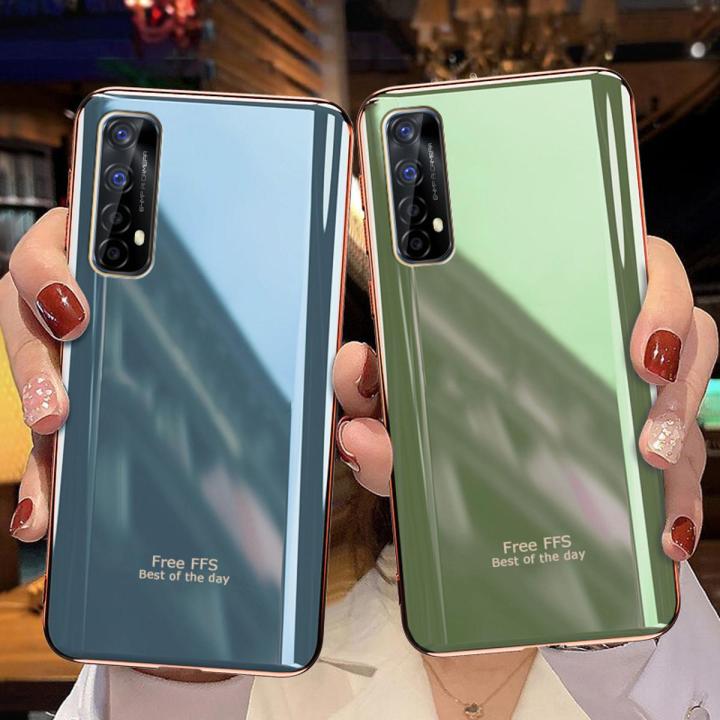 For Realme Narzo 30 Case Silicone Soft Back Covers Electroplated Avocado Green Glitter Full Protector For s Realme Narzo 30 Back Cover