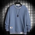 Sweatshirt boys autumn and winter new trendy ins trend hoodless round neck pullover long sleeve t-shirt two loose tops. 