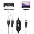 USB MIDI Cable Adapter, USB Type A Male to MIDI Din 5 Pin In-Out Cable Interface with LED Indicator for Music Keyboard. 