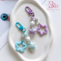 Lovely Colorful Hollow Star Keychain Fashion Cloud Beaded Pendant Keyring.