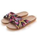 Suihyung Multicolor Flax Slippers For Women 2022 New Summer Indoor Shoes Home Casual Slides Cross Blet Ladies Flip Flops Sandals.