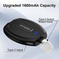 Keychain Portable C-Type Charger for (Android) 1600mAh Mini Power Emergency Pod,External Fast Charging Power Bank Battery Pack, Key Ring Cell Phone Charger. 