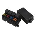 12 Way Blade Fuse Holder Box with Spade Terminals and Fuse 4PCS 4Pin 12V 80A Relays for Car Truck Trailer and Boat. 