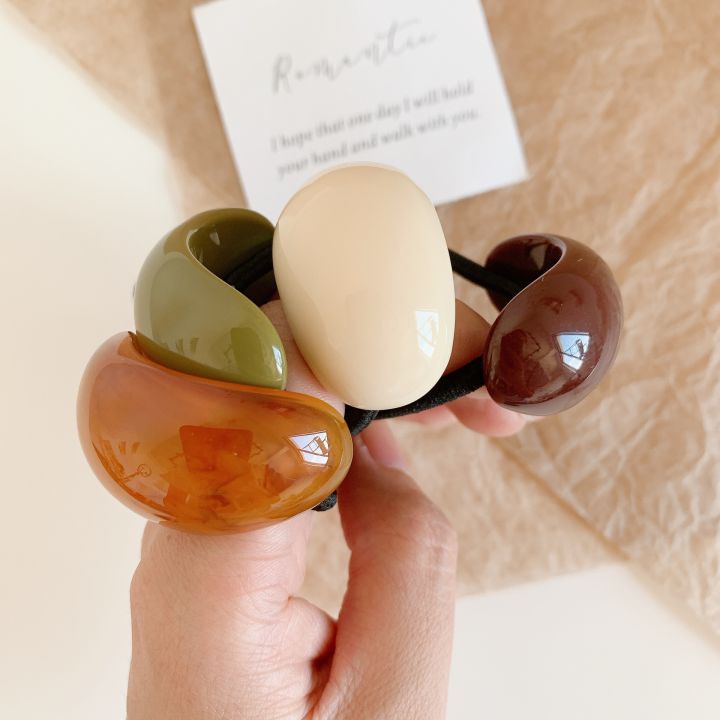 Korean%20Simple%20Temperament%20Acrylic%20Circular%20Black%20Rubber%20Band%20Headdress%20High%20Elastic%20Hair%20band%20Hair%20Accessories%20-%20Image%202