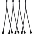 4 Pack PWM Fan Splitter Cable Y Splitter Computer PC Fan Power Cable 4 Pin 1 to 2 Converter, Black Sleeved Braided. 