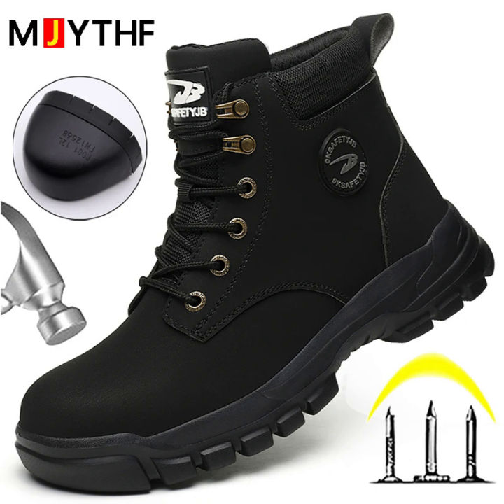 【selevn roind】 Men Protective Boots Steel Toe Shoes Anti-smash Anti-puncture Work Boots Safety Shoes Indestructible Winter Boots Waterproof