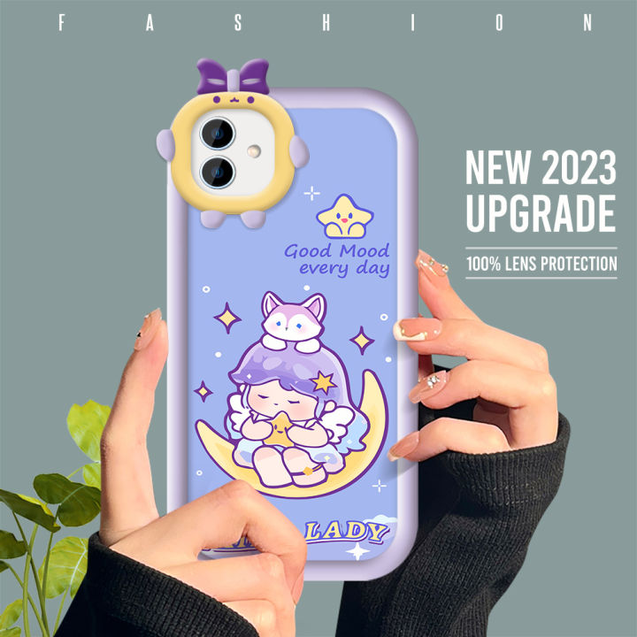 For Samsung A04 Back Cover Cartoon Cute Girl Fairy Pattern Phone Case Monster Lens Phone Shell Soft Protective Cover Shockproof Cellphone Casing